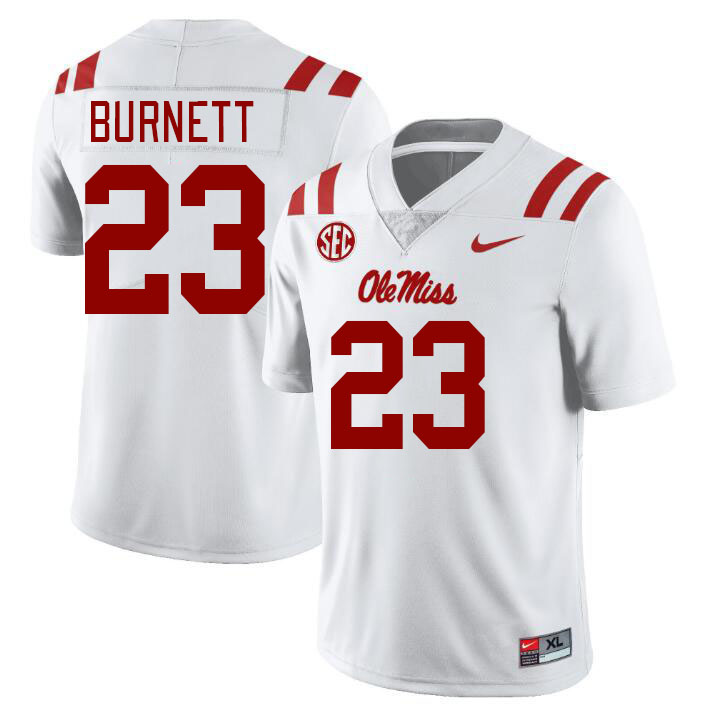 Ole Miss Rebels #23 Drew Burnett College Football Jerseys Stitched Sale-White